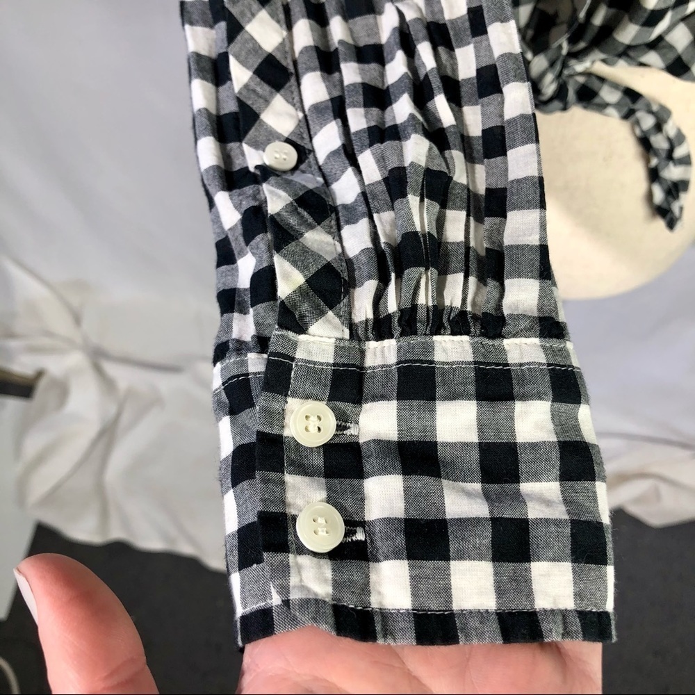 J Crew gingham tie-front shirt black white XS - Picture 6 of 9
